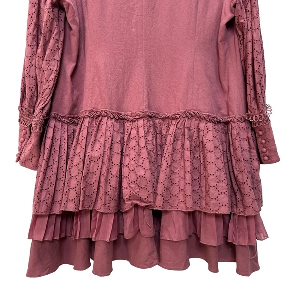 L'ATISTE LONG SLEEVE BUTTON UP COLLAR RUFFLE TIERED MINI DRESS SIZE 1X - Picture 9 of 13